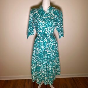 Vintage 80s  Abstract pattern midi dress "Princess Diana" Day dress  Size 8